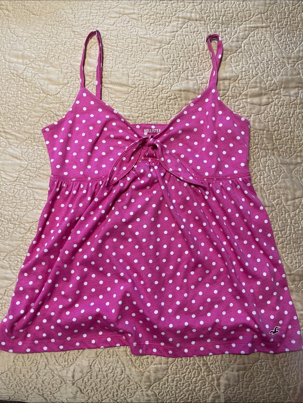 Hollister Hot Pink Polka Dot Tie-Front Camisole